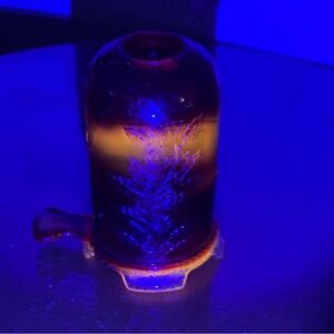 Mosser Glass Amberina Holly Leaves and Berries Thumb Handle Fairy Lamp Glows